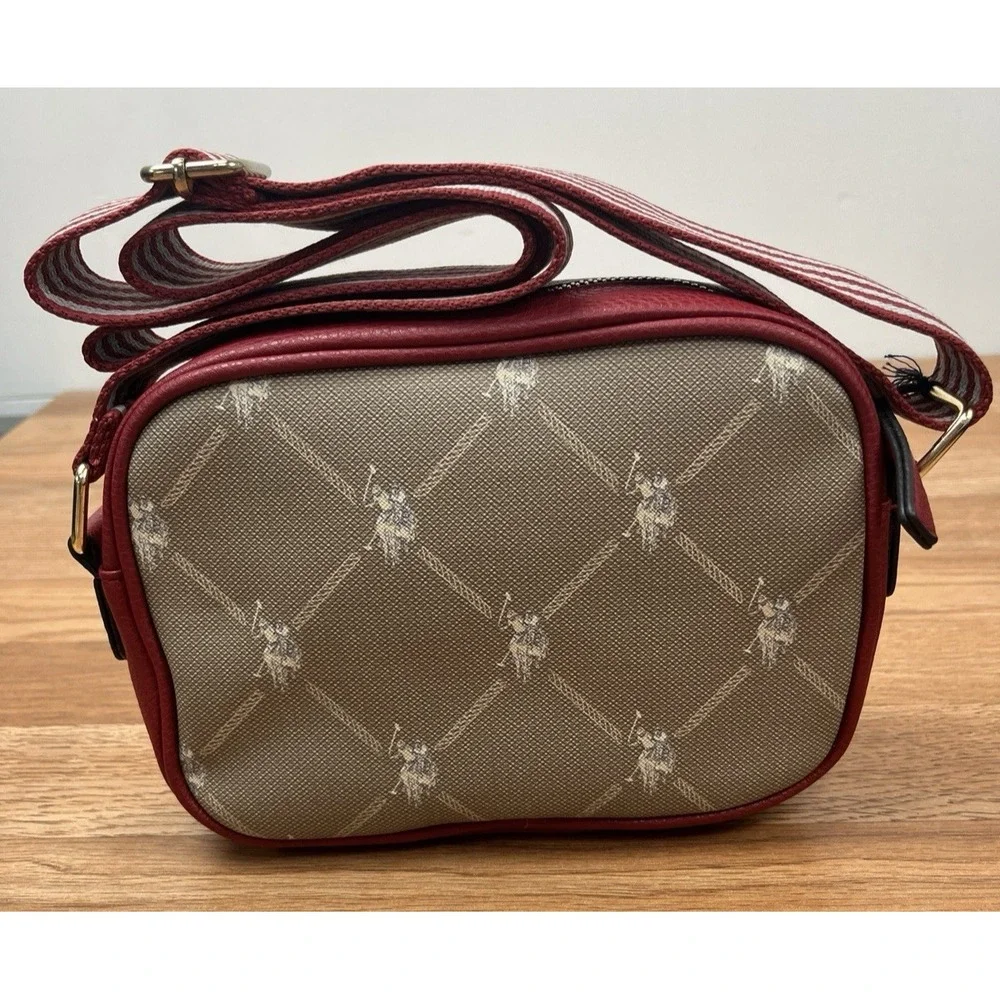 US Polo Assn. Crossbody Purse Bag Dark Red, Thick Adjustable Strap NEW
